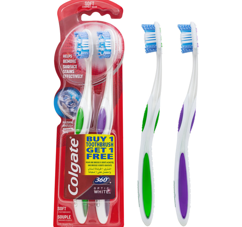Colgate Optic White Soft Toothbrush Assorted Colour 2 pcs