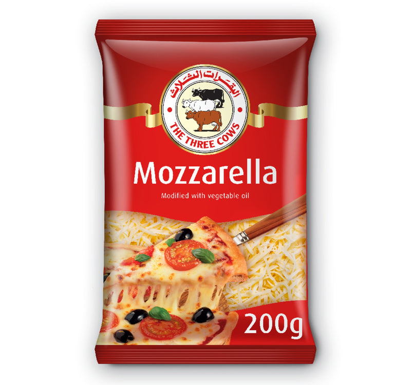 The Three Cows Shredded Mozzarella Cheese 200 g Lulu Hypermarket
