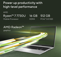Asus Vivobook 15 Laptop, 15.6" FHD 60 Hz Display, AMD Ryzen 7-7730U Processor, 16 GB RAM, 512 GB SSD, Windows 11 Home, Blue, M1502YA-NJ116W