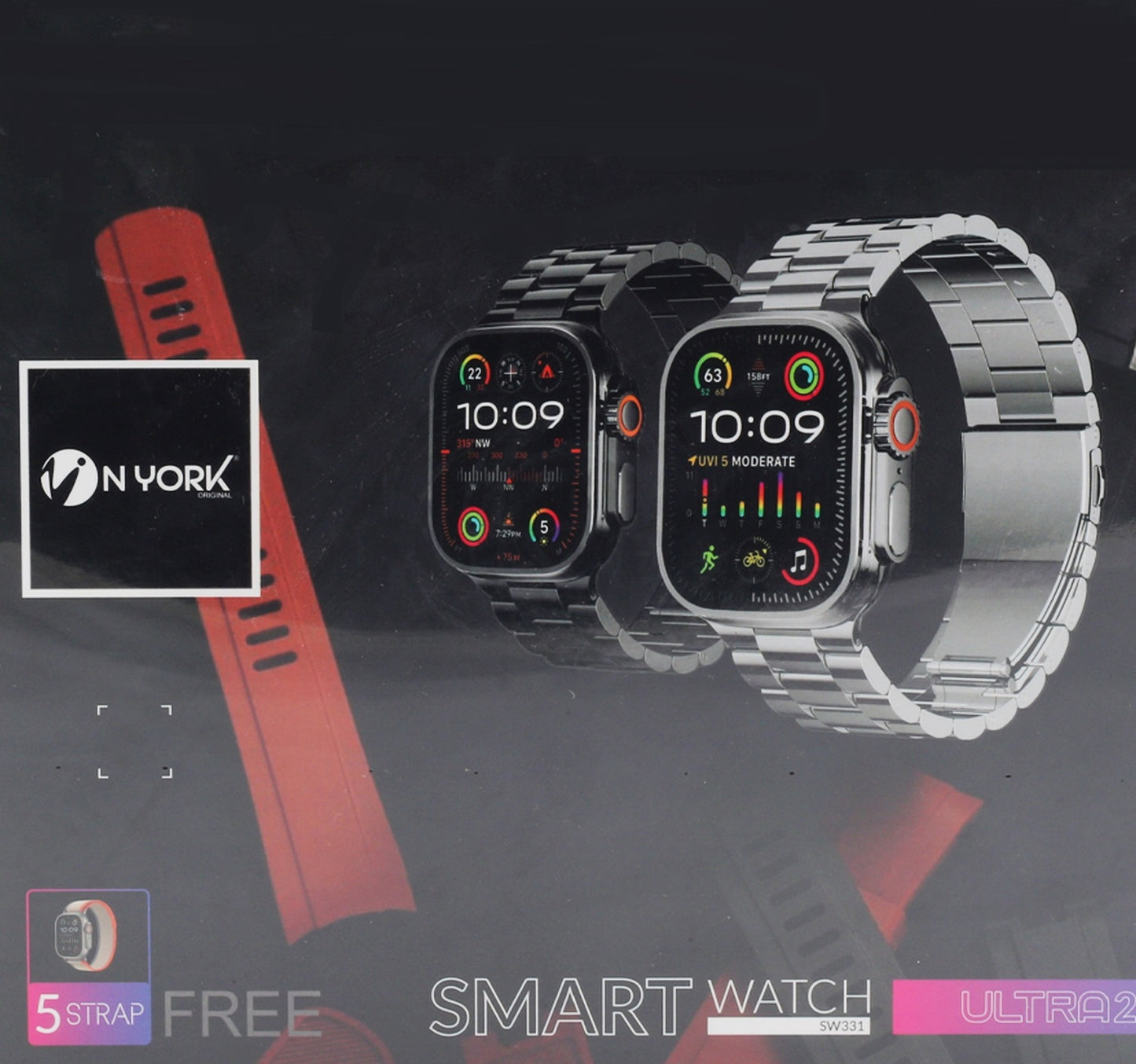 N York Smart Watch SW331 + 5 Straps