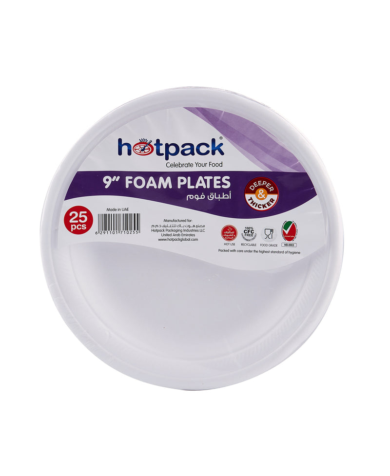 Hotpack Foam Plates 9inch 25 pcs