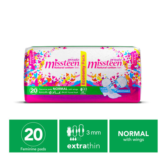 Private Natural Cotton Feel Extra Thin Miss Teen Sanitary Pads 20 pcs