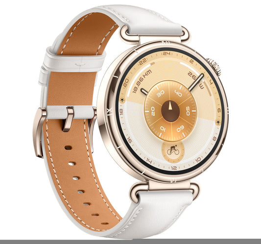 Huawei GT6 Konsu GPS + Wifi Smartwatch, 41 mm Stainless Steel Case with White Composite Leather Strap, KSU-B19