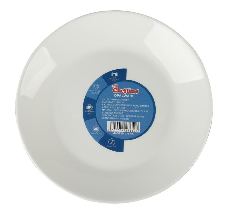 Chefline Opalware Dessert Plate, 7 inches, White, NMP70T