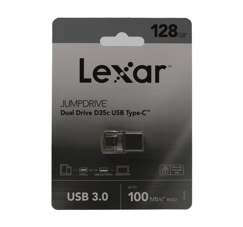 محرك أقراص مزدوج من نوع Lexar Type C، سعة 128 جيجابايت، LJDD35C