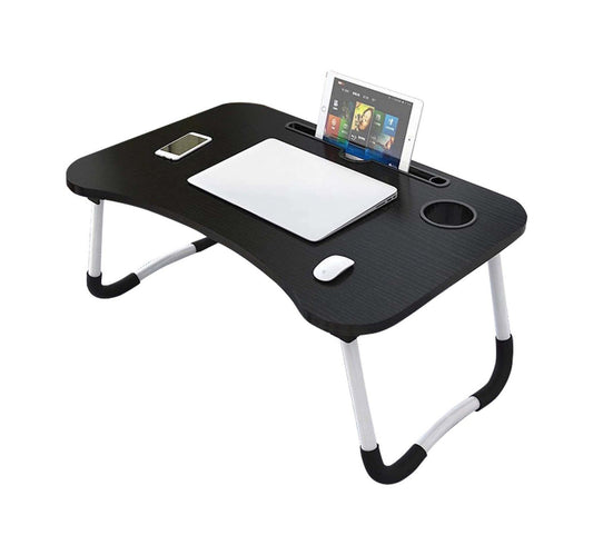 Golden Wheat Foldable Laptop Table, 40x60x28 cm, Black