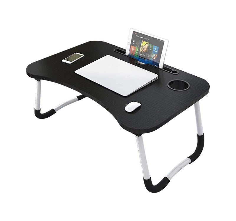 Golden Wheat Foldable Laptop Table, 40x60x28 cm, Black