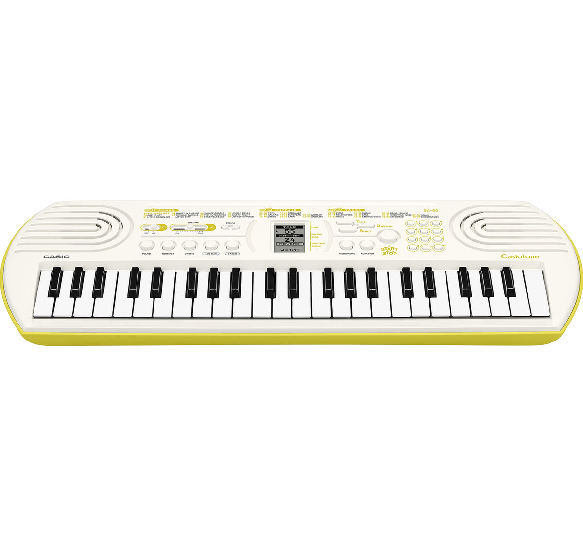 Casio Mini Keyboard with 44 keys, 100 Tones, 50 Rhythms, White, SA-80H2