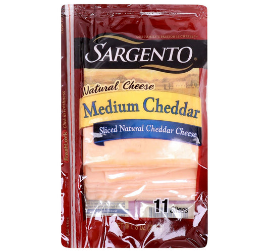 Sargento Sliced Medium Cheddar Natural Cheese 11 Slices Lulu Hypermarket