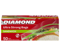 Diamond Ultra Strong Zipper Sandwich Bags Oxo-Biodegradable Size 16.5 x 14.9cm 50 pcs