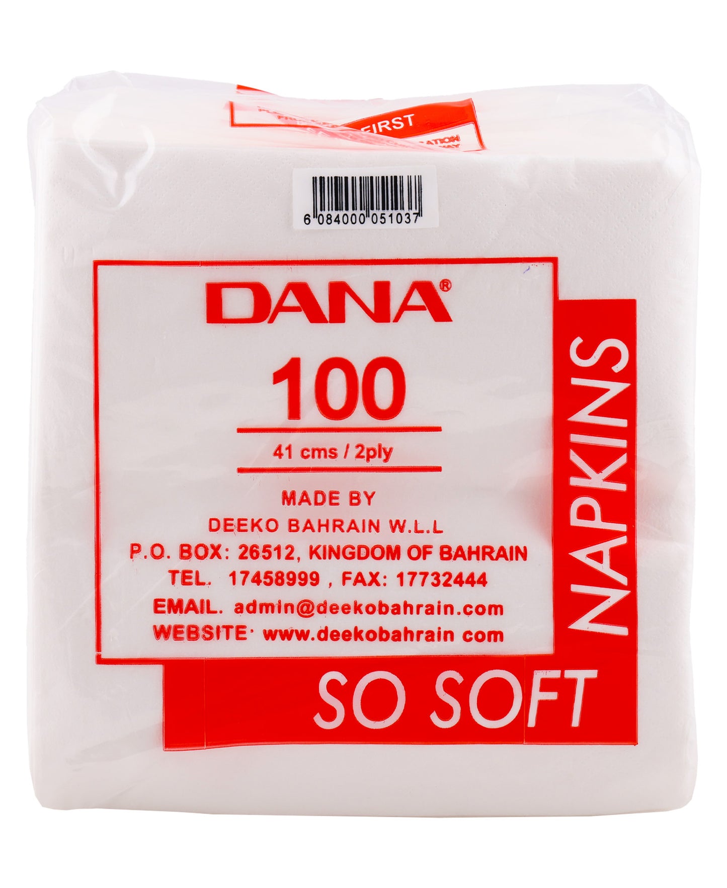 Dana Paper Napkins White 20 x 41 cm 2ply 1 pkt