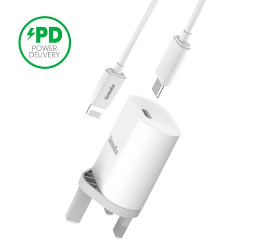 Iends Power Delivery Wall charger with USB-C to Lightning Cable White AD994 Lulu Hypermarket
