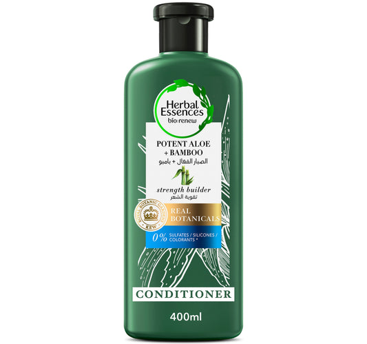 Herbal Essences Hair Strengthening Sulfate Free Potent Aloe Vera + Bamboo Natural Conditioner for Dry Hair 400 ml
