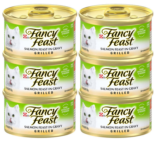 Purina Fancy Feast Grilled Salmon Feast In Gravy Cat Food 6 x 85 g