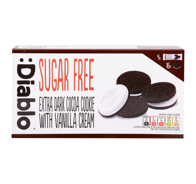 Diablo Extra Dark Cocoa Cookie With Vanilla Cream Sugar Free 176 g