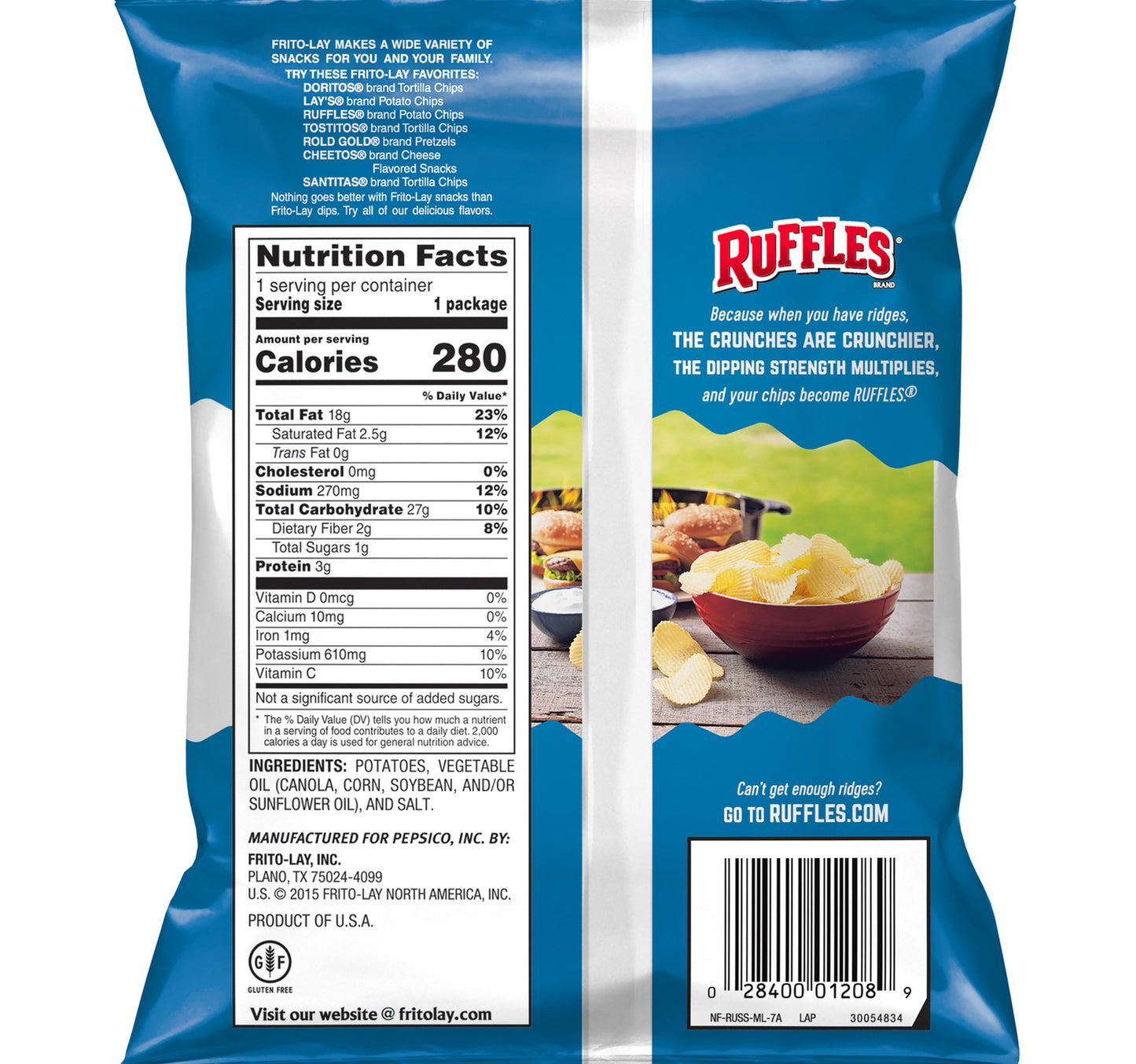 Fritolay Ruffles Original Potato Chips 49.6 g