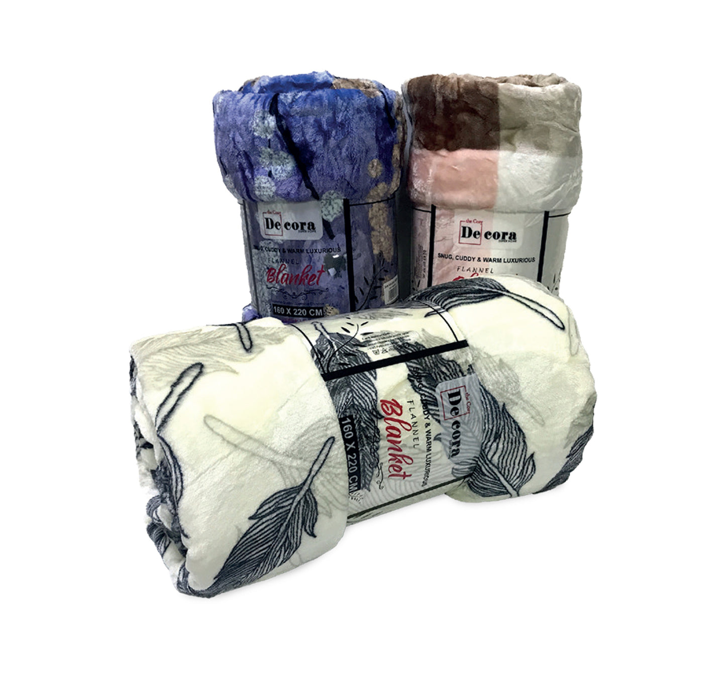 Decora Flannel Blanket 200x220cm Assorted per pc