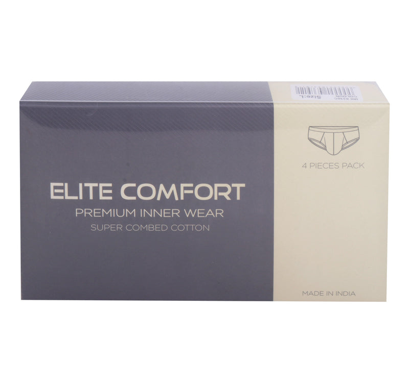 Elite Comfort Combed Cotton Men's Brief, L, 4 pcs, White