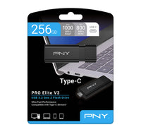 PNY PRO Elite V3 Type-C USB 3.2 Gen 2 Flash Drive, 256 GB, P-FD256PROV3C-GE