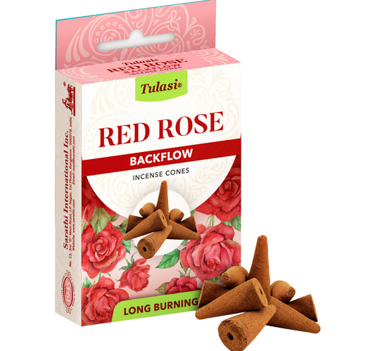 Tulasi Red Rose Incense Cones 10 pcs