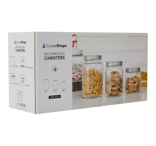 Crystal Drops Glass Canister 51176 3pcs Set
