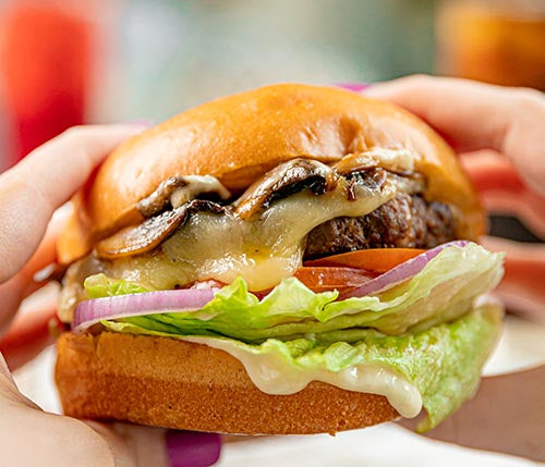 Swiss Mushroom Burger Lemon