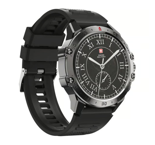 Swiss Military DOM 5 Smart Watch, 1.43 Inches Amoled Display, Black, SM-WCH-DOM5-GUNBLKFBLKSS