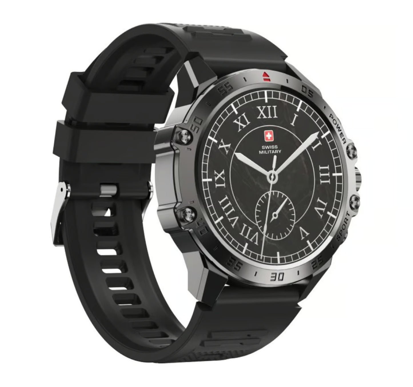 Swiss Military DOM 5 Smart Watch, 1.43 Inches Amoled Display, Black, SM-WCH-DOM5-GUNBLKFBLKSS