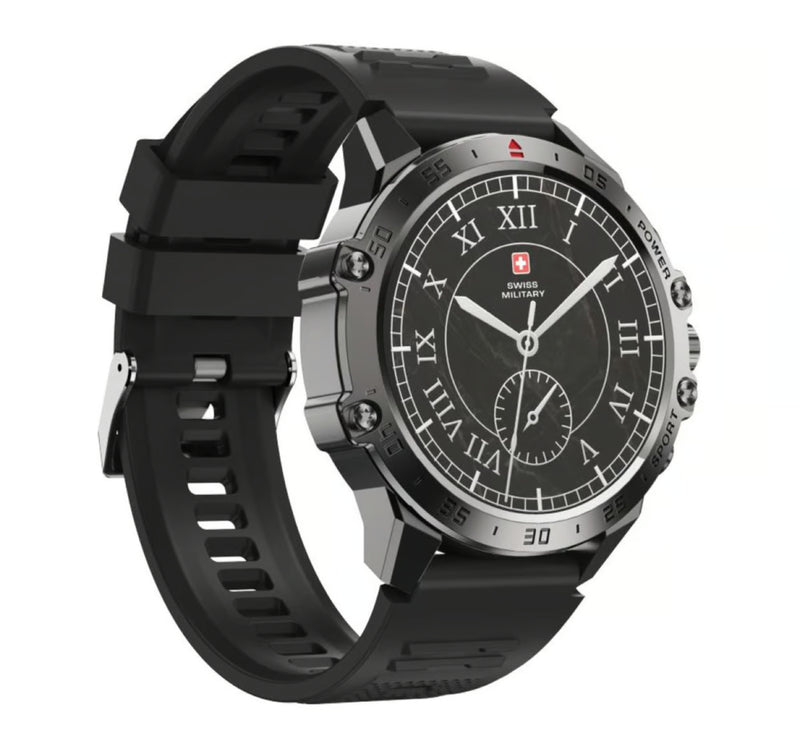 Swiss Military DOM 5 Smart Watch, 1.43 Inches Amoled Display, Black, SM-WCH-DOM5-GUNBLKFBLKSS