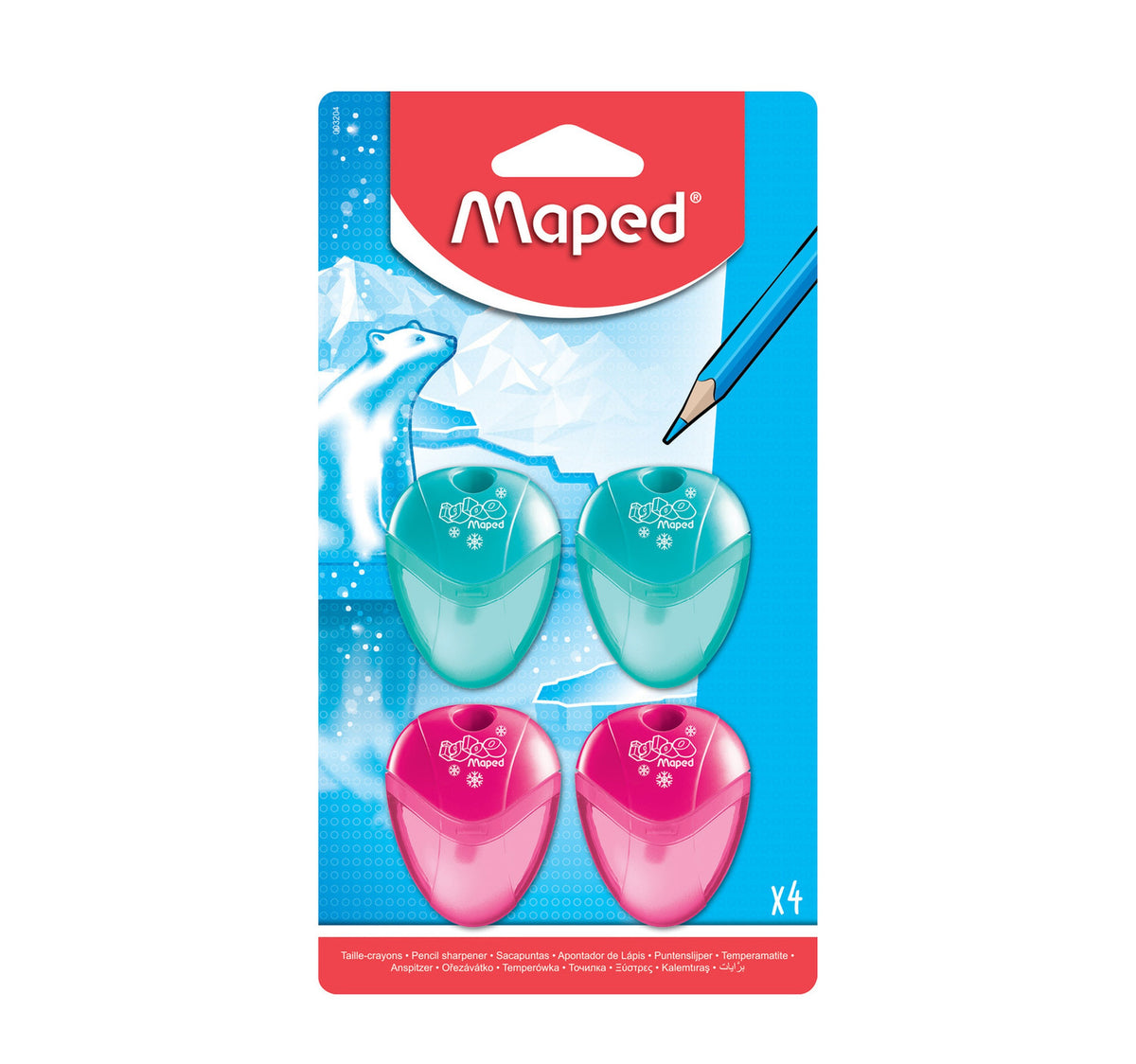 Maped Sharpener MD003204, 4 pcs Pack Assorted