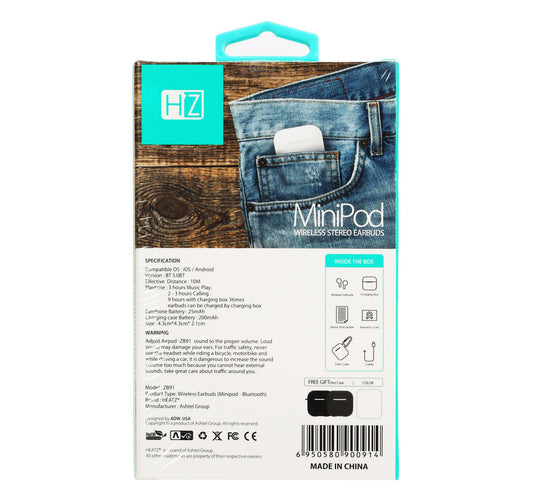 Heatz Minipod Wireless Earbuds ZB91 White