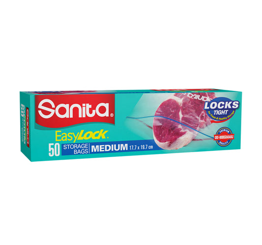 Sanita Easy Zip Lock Food Storage Medium Size 17.7 x 19.7cm 50pcs