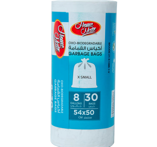 Home Mate Garbage Bags Oxo-Biodegradable 8 Gallons Size X-Small 54 x 50 30pcs