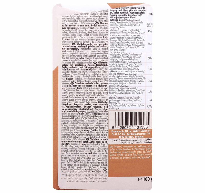 Sweet Switch Belgian Milk Keto Chocolate + Salted Caramel 100 g