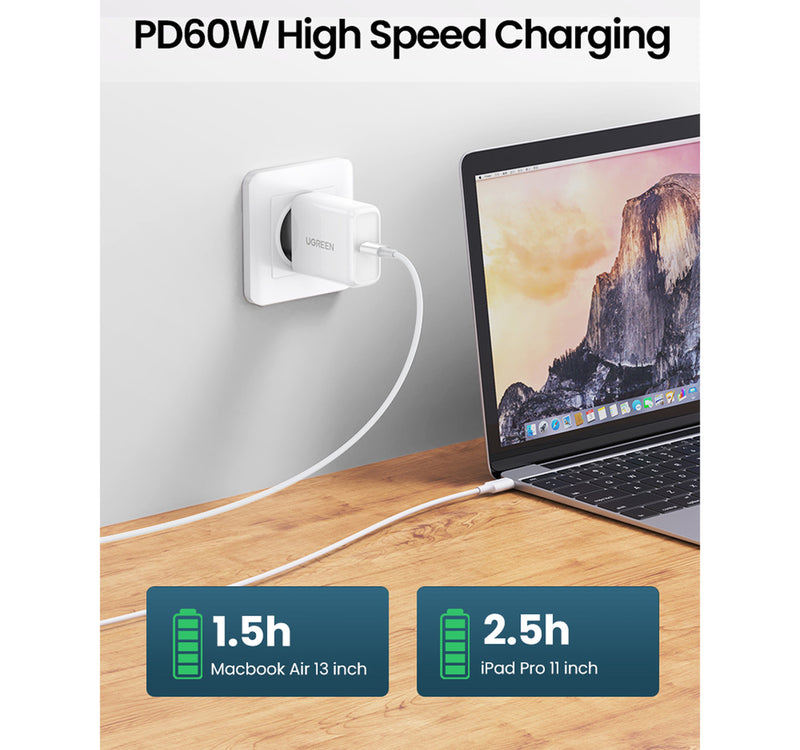 Ugreen USB-C to USB-C Cable, 2 m, White, 60520