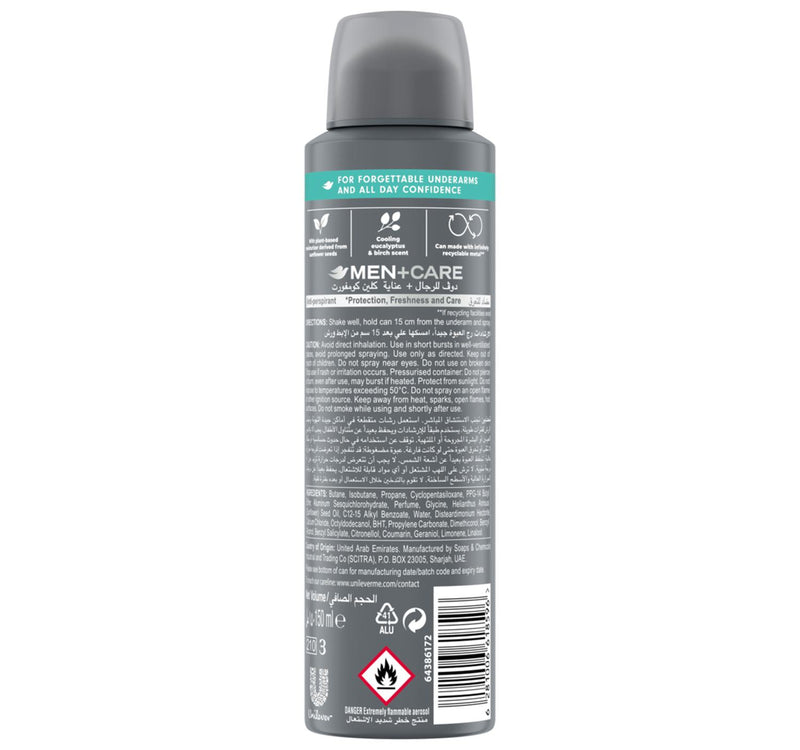 Dove Men+Care Anti-Perspirant Deodorant Spray Eucalyptus & Birch Plant-Based Moisturizer 72H Protection 150 ml
