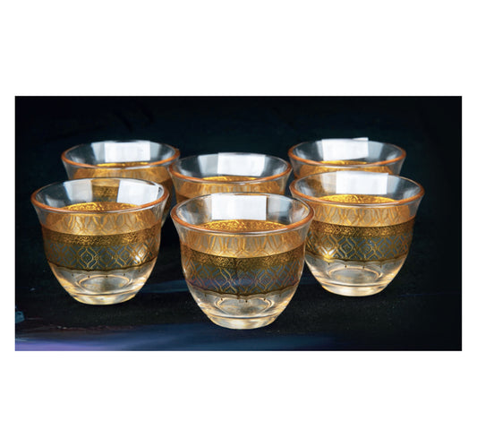 Crystal Drops Cawa Cup Set, 6 pcs, Gold Design, 8266-6