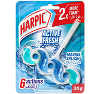 Harpic Active Fresh Water Toilet Cleaner Rim Block Marine Splash Scent 35 g