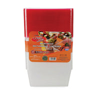 Home Mate Microwave Rectangular Container With Color Lid Jumbo Pack 1000 ml 25 pcs
