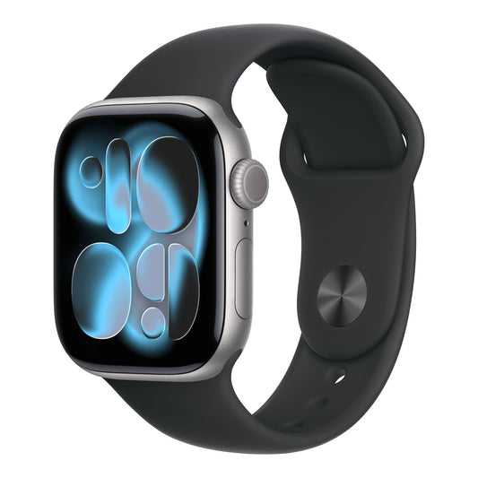 Apple Watch Series 11 GPS + Cellular Smartwatch, 42 mm Space Grey Aluminium Case with Black Sport Band (S/M), MF8A4AF/A