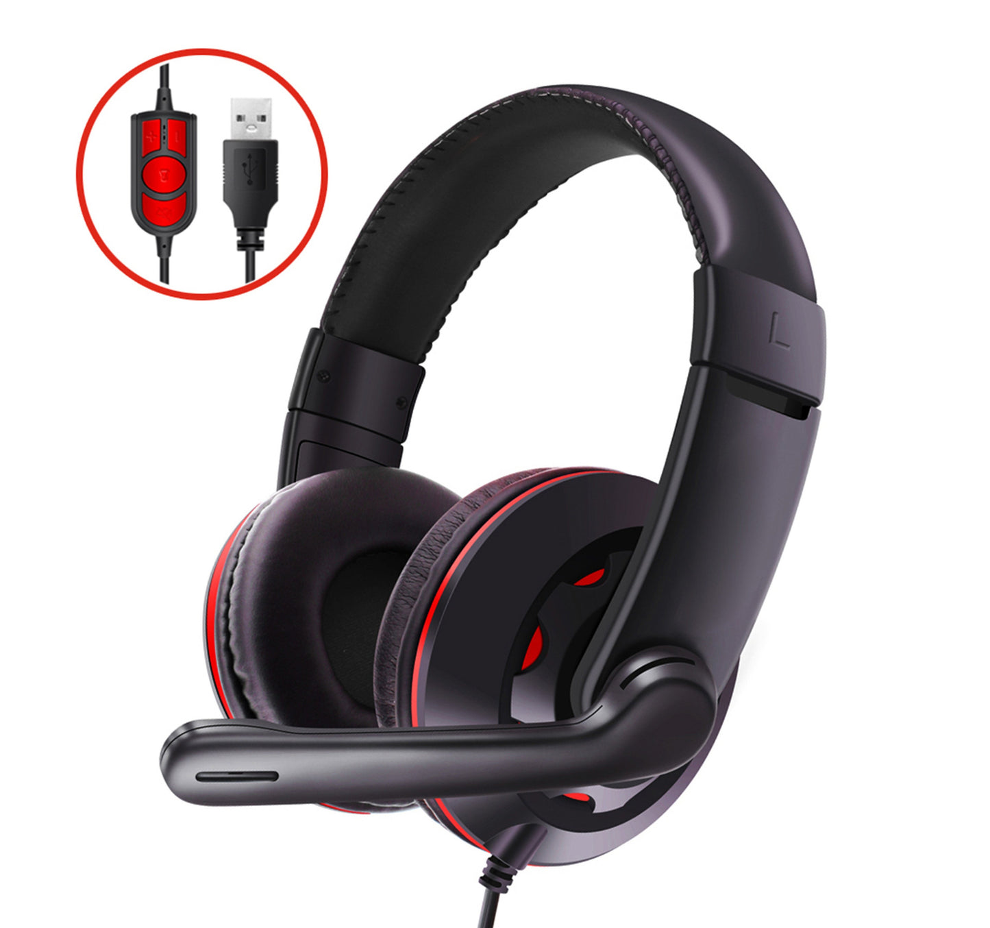 سماعات رأس سلكية للألعاب ستيريو USB من تراندز مع ميكروفون إلغاء الضوضاء TR-HS799، لون أسود