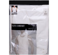 Elite Comfort Cotton Men's Rib Vest, L, 3 pcs, White, ELXRVW