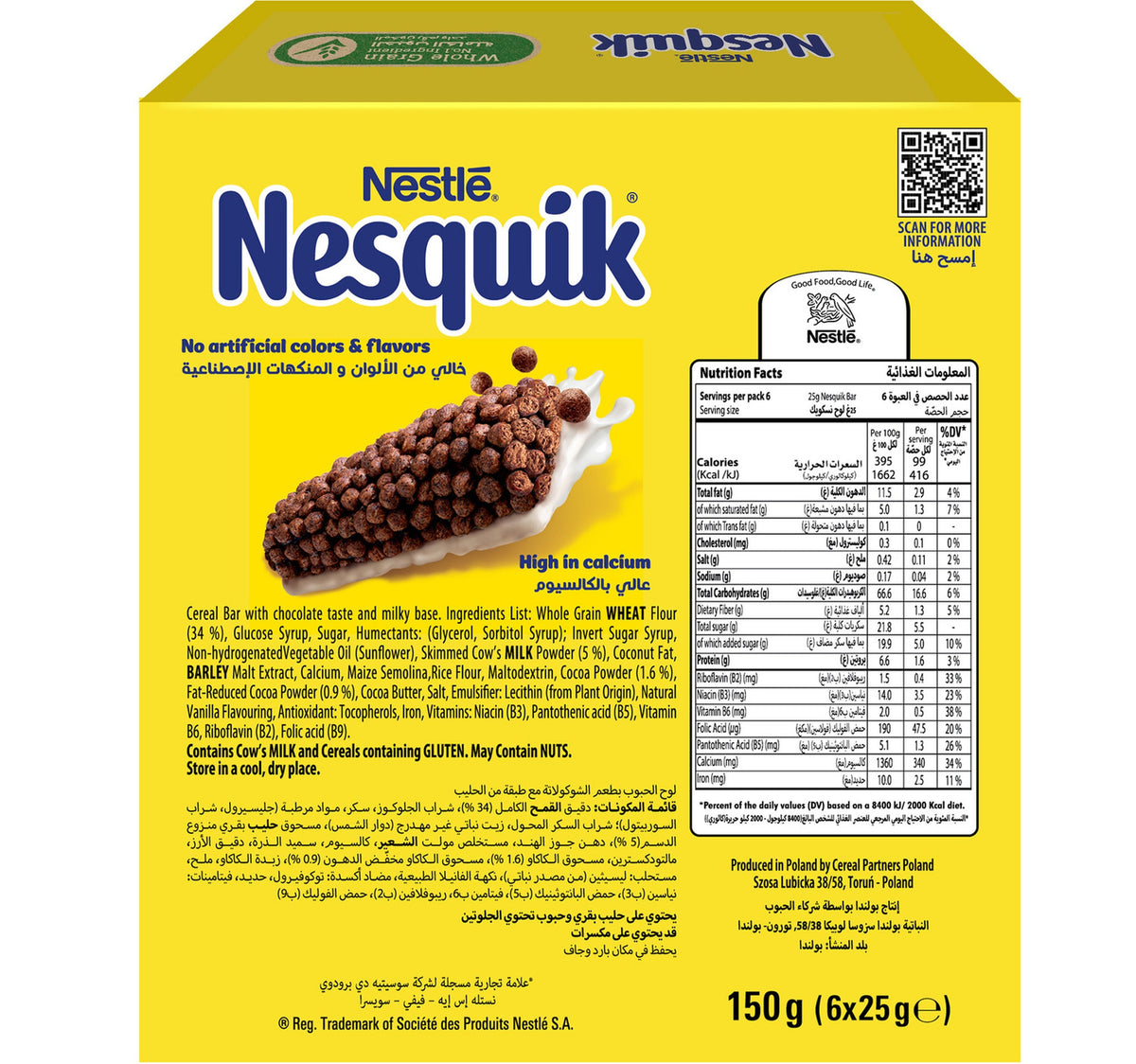Nesquik Chocolate Cereal Bar 6 x 25 g Lulu Hypermarket