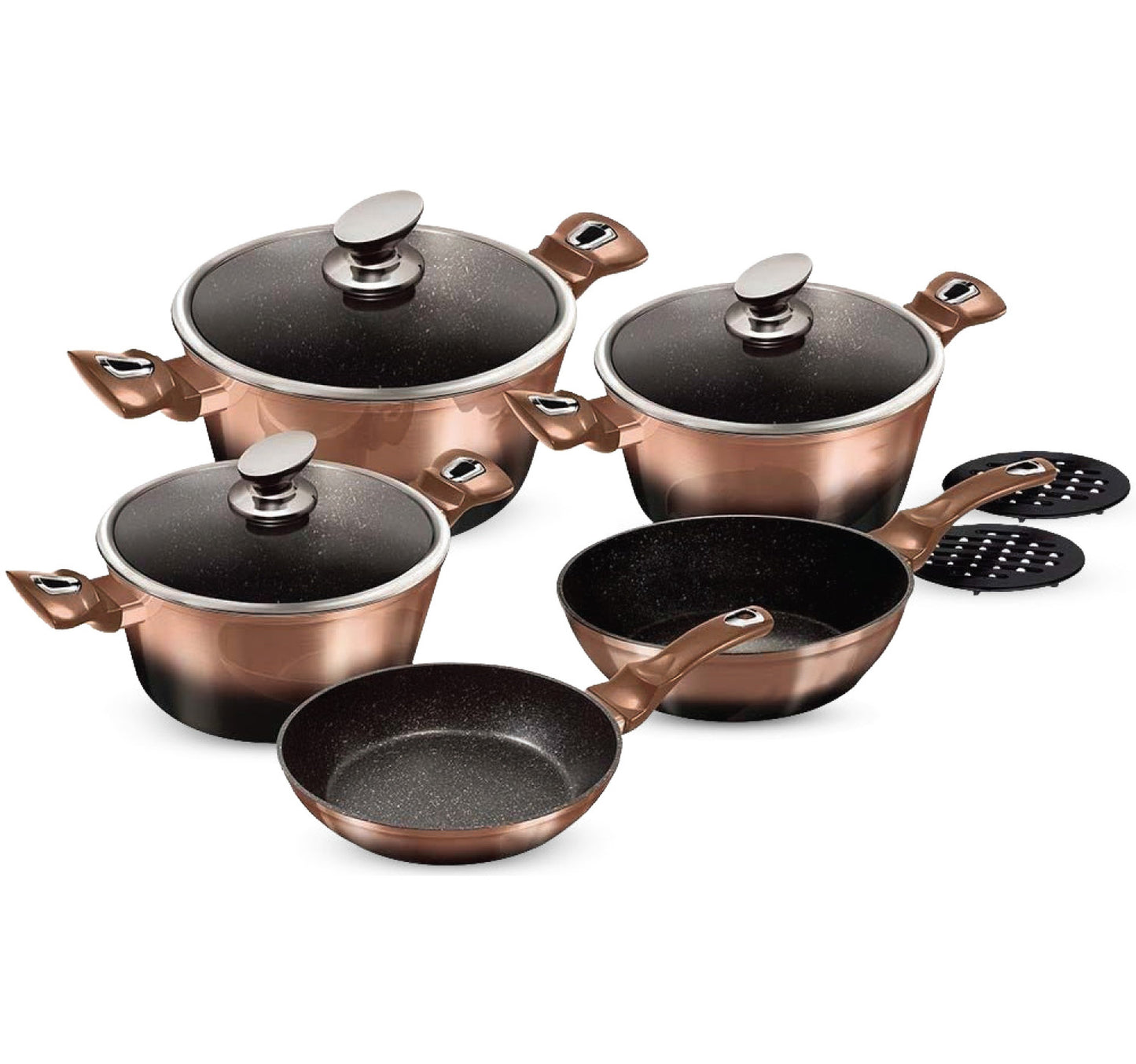 Chefline Forged Marble Coating Aluminium Cookware set, 10 pcs, SET-FG10CP