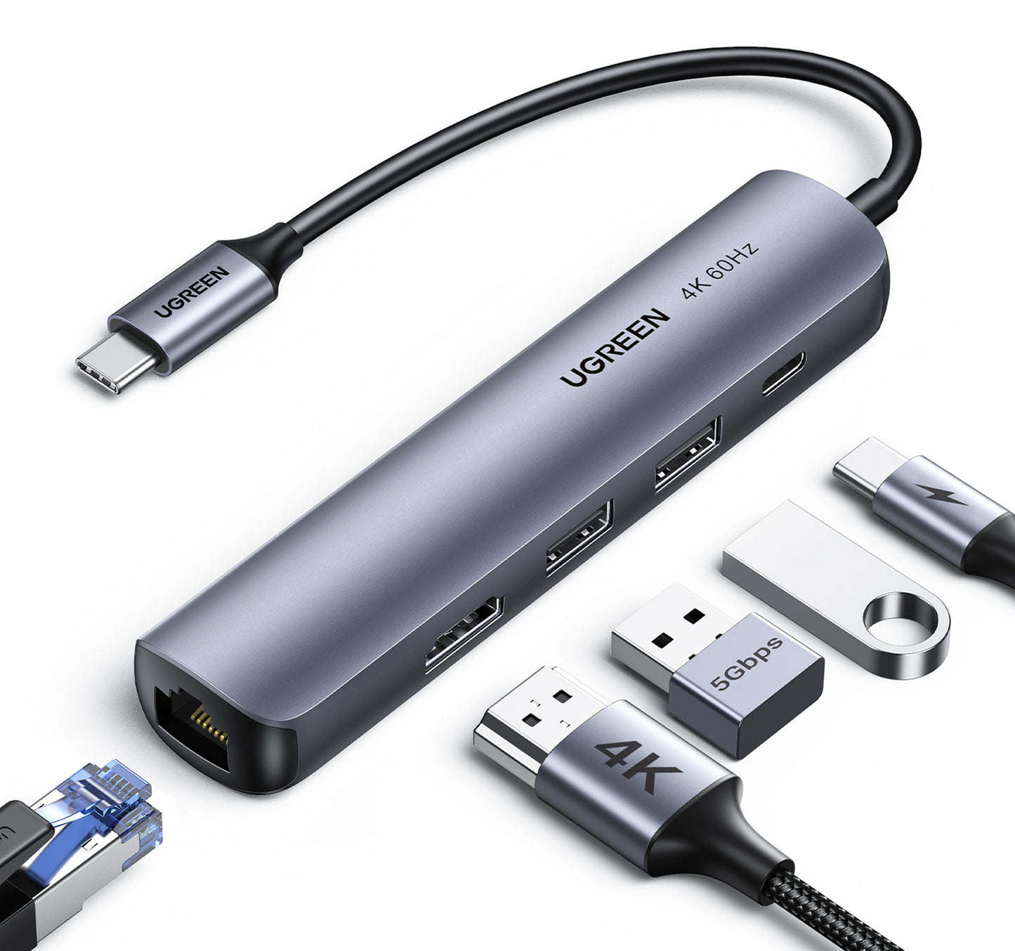 موزع يوجرين فائق النحافة 5 في 1 USB-C، 10919