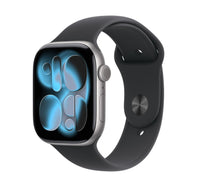Apple Watch Series 11 GPS Smartwatch, 42 mm Space Grey Aluminium Case with Black Sport Band (S/M), MEQW4AF/A