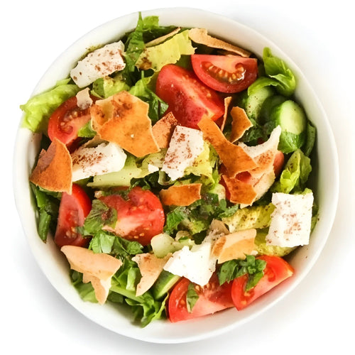 Fattoush Salad With Feta Cheese. Salad bowls
