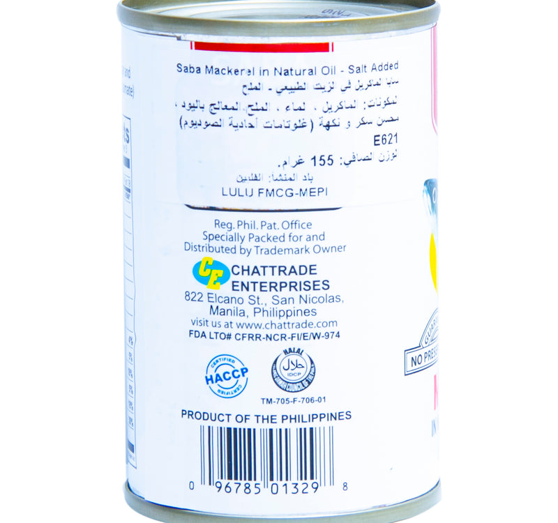 Saba Mackerel Salted In Natural Oil 155 g