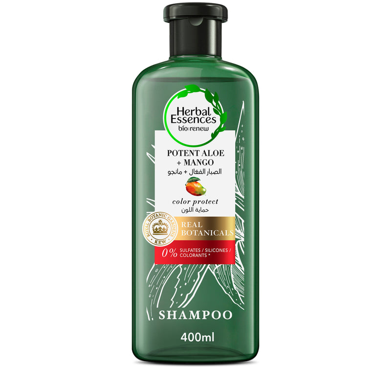 Herbal Essences Color Protect Sulfate Free Potent Aloe Vera + Mango Natural Shampoo for Dry Hair 400 ml