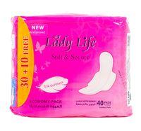 Lady Life Soft & Secure Sanitary Pads with Wings Large 40 pcs